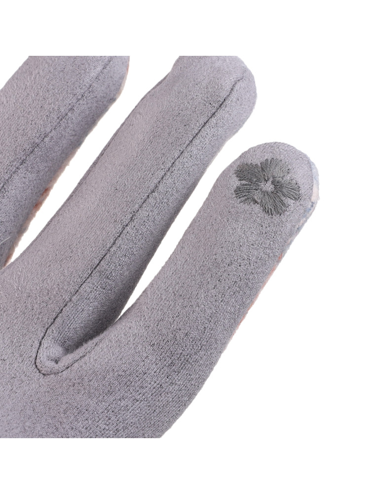 Rękawiczki - Damskie zimowe rękawiczki w kratkę SZARY  - produkt moraj.pl 2