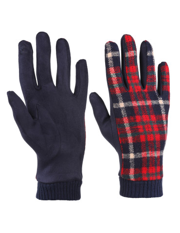 Rękawiczki - Damskie zimowe rękawiczki w kratkę CZERWONY - produkt 1