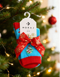 Długie skarpetki dziecięce w świąteczne ciasteczka 2-pak  - produkt 2