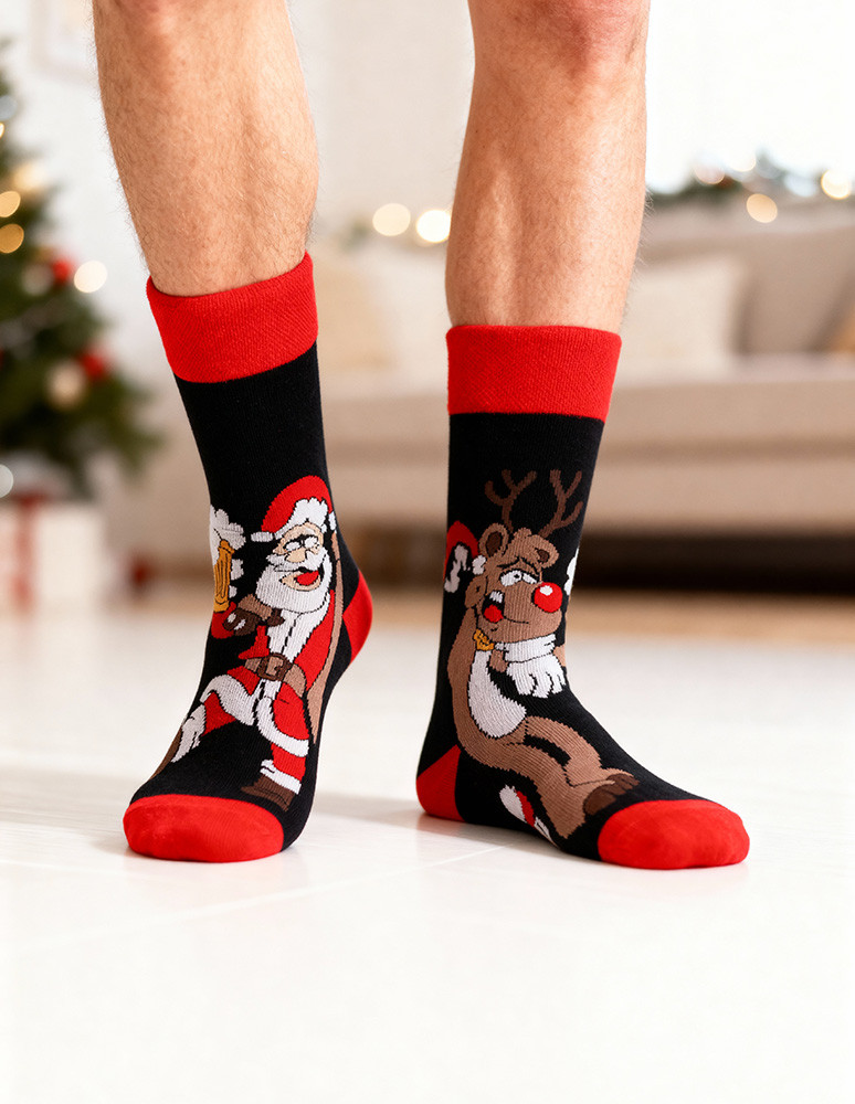 Skarpety - Skarpetki męskie długie nie do pary w świąteczny wzór WZÓR 1 - produkt moraj.pl 1