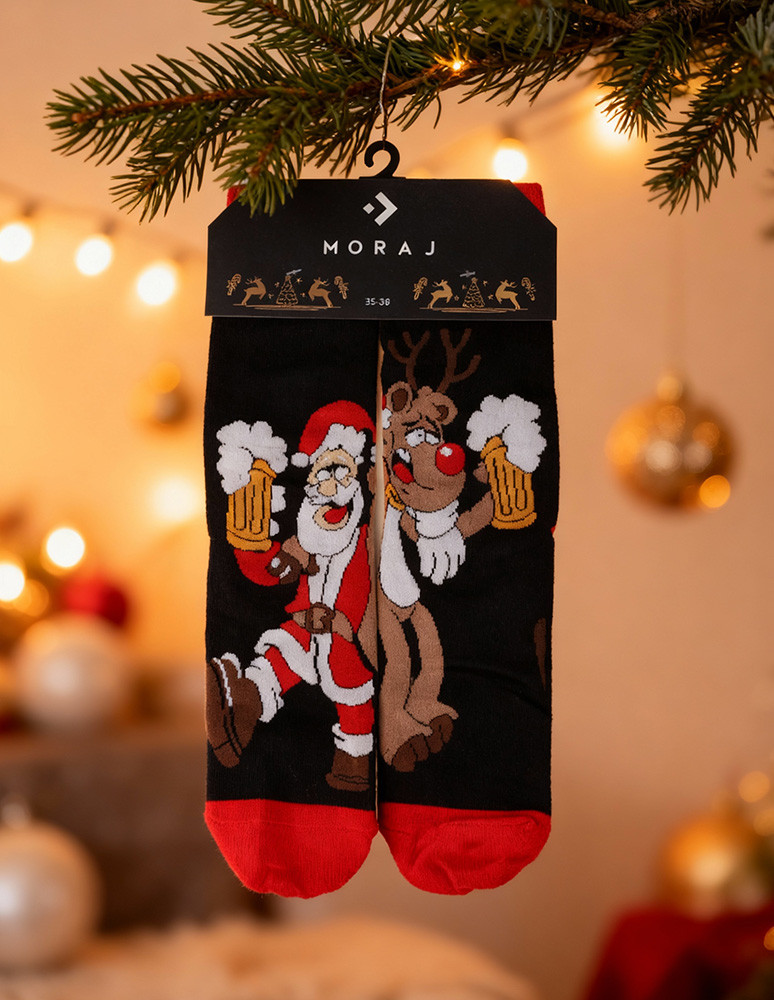 Skarpety - Skarpetki męskie długie nie do pary w świąteczny wzór WZÓR 1  - produkt moraj.pl 2
