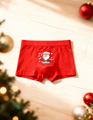 Bokserki męskie bawełniane humorystyczne z Mikołajem  - produkt 2