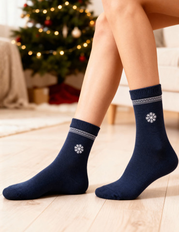 Skarpetki świąteczne damskie śnieżynki i zimowe wzory 2-pak  - produkt 2