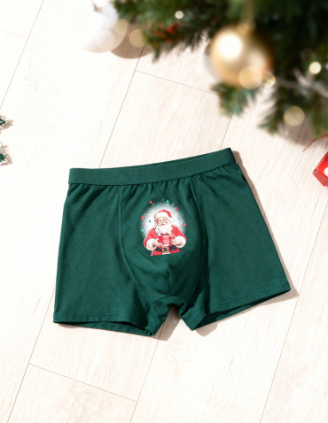 Bokserki dopasowane - Świąteczne bokserki męskie z Mikołajem prezentowe WIELOKOLOROWY - produkt 6