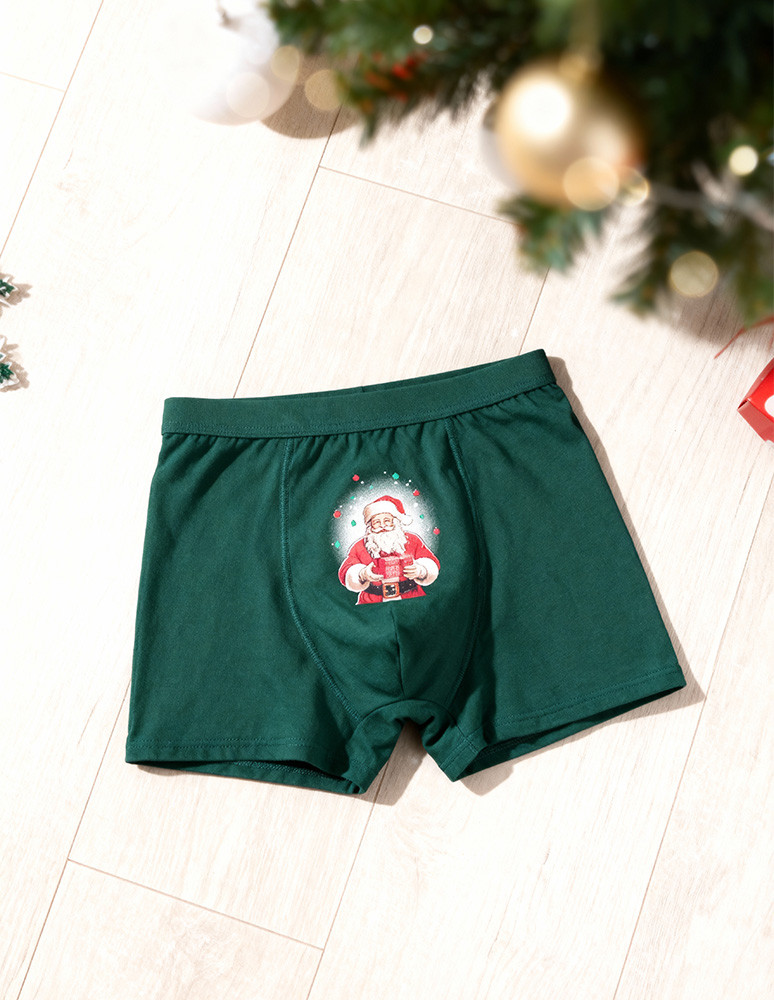Bokserki dopasowane - Świąteczne bokserki męskie z Mikołajem prezentowe WIELOKOLOROWY - produkt moraj.pl 6