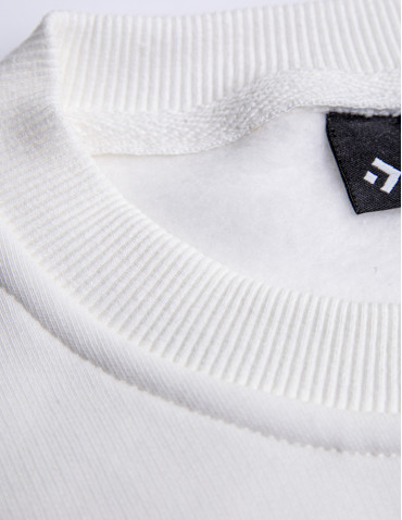 Bluzy - Damska bluza luźna ocieplana z napisem BEŻOWY - produkt 7