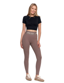 Legginsy damskie ocieplane w prążek wysoki stan