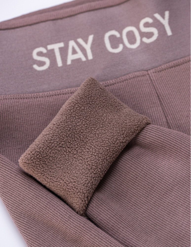 Legginsy - Legginsy damskie ocieplane w prążek wysoki stan MOKKA - produkt moraj.pl 6