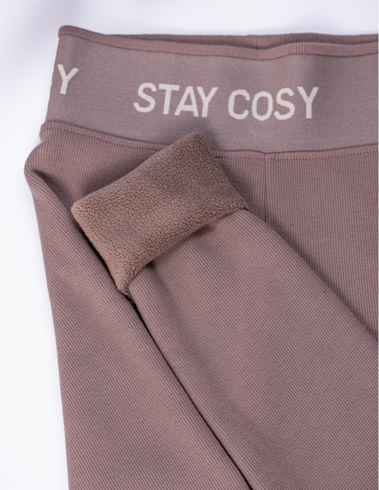 Legginsy - Legginsy damskie ocieplane w prążek wysoki stan MOKKA - produkt moraj.pl 7