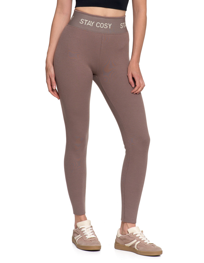 Legginsy - Legginsy damskie ocieplane w prążek wysoki stan MOKKA - produkt moraj.pl 9