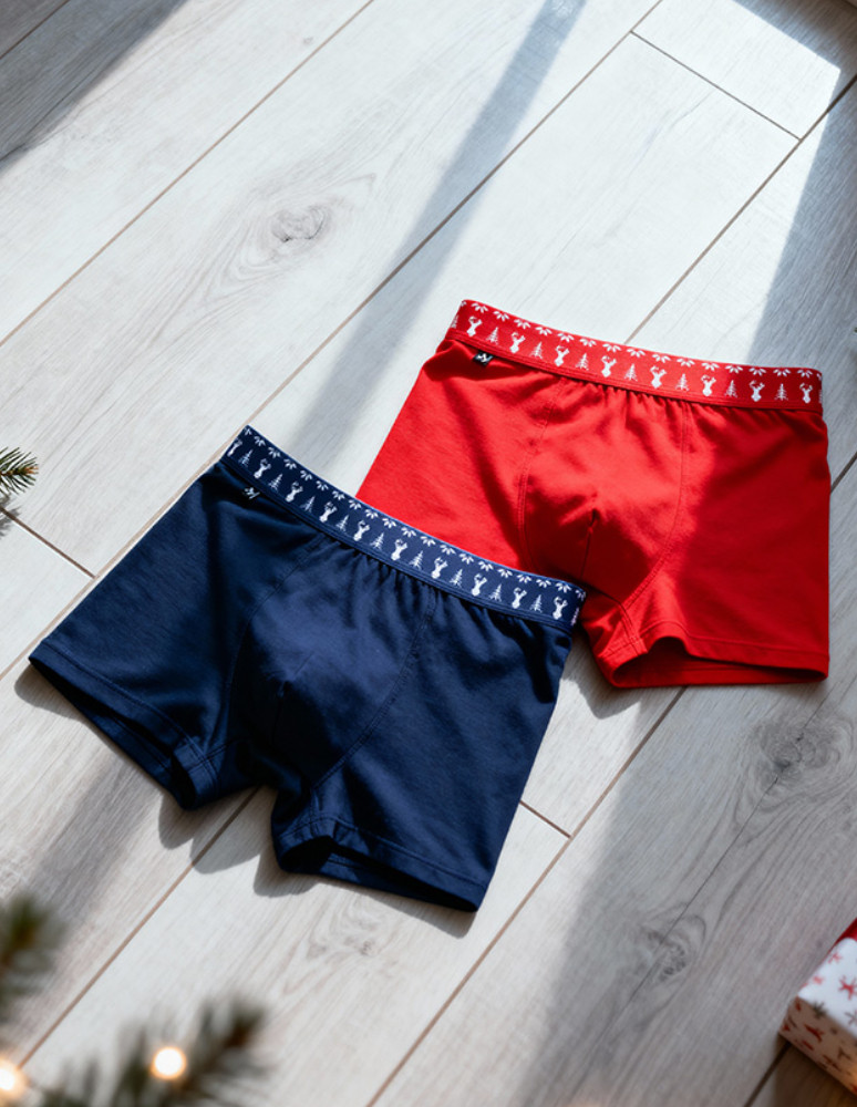Zestawy prezentowe - Zestaw świątecznych bokserek męskich w pudełku 2-pak WIELOKOLOROWY - produkt moraj.pl 1