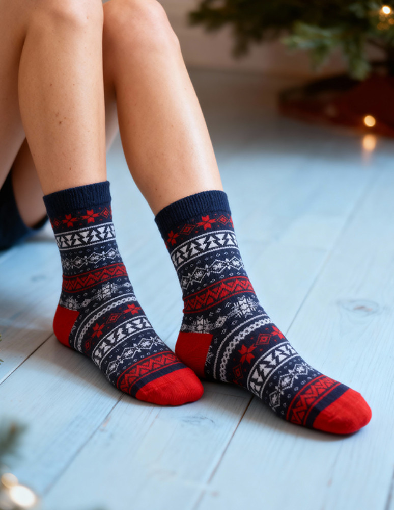 Skarpety - Świąteczne skarpetki damskie długie w norweski wzór 2-pak WIELOKOLOROWY  - produkt moraj.pl 2