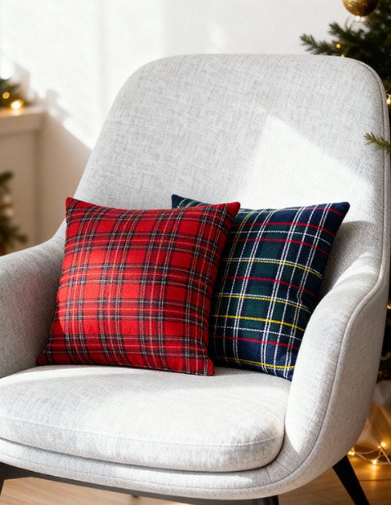 Zestaw poszewek na poduszkę w kratkę 4-pak WIELOKOLOROWY