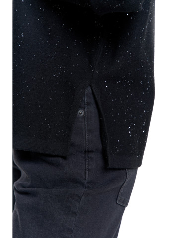 Swetry - Sweter damski z wiskozy o luźnym kroju i cekinami CZARNY - produkt 6