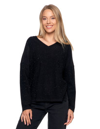 Sweter damski z wiskozy o luźnym kroju i cekinami