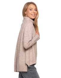 Sweter damski z golfem i wydłużonym tyłem  - produkt 2