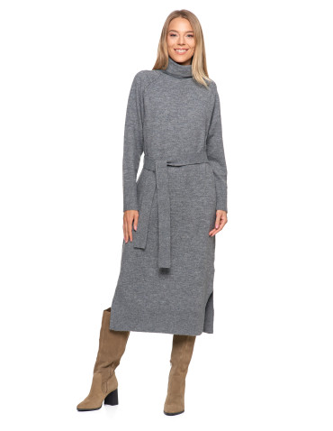 Sukienki - Dzianinowa sukienka maxi damska z długim rękawem GRAFIT - produkt 5