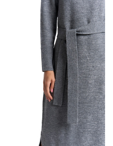 Sukienki - Dzianinowa sukienka maxi damska z długim rękawem GRAFIT - produkt 7