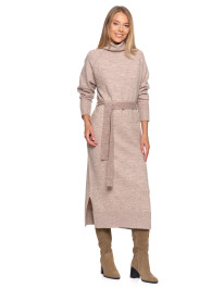 Dzianinowa sukienka maxi damska z długim rękawem