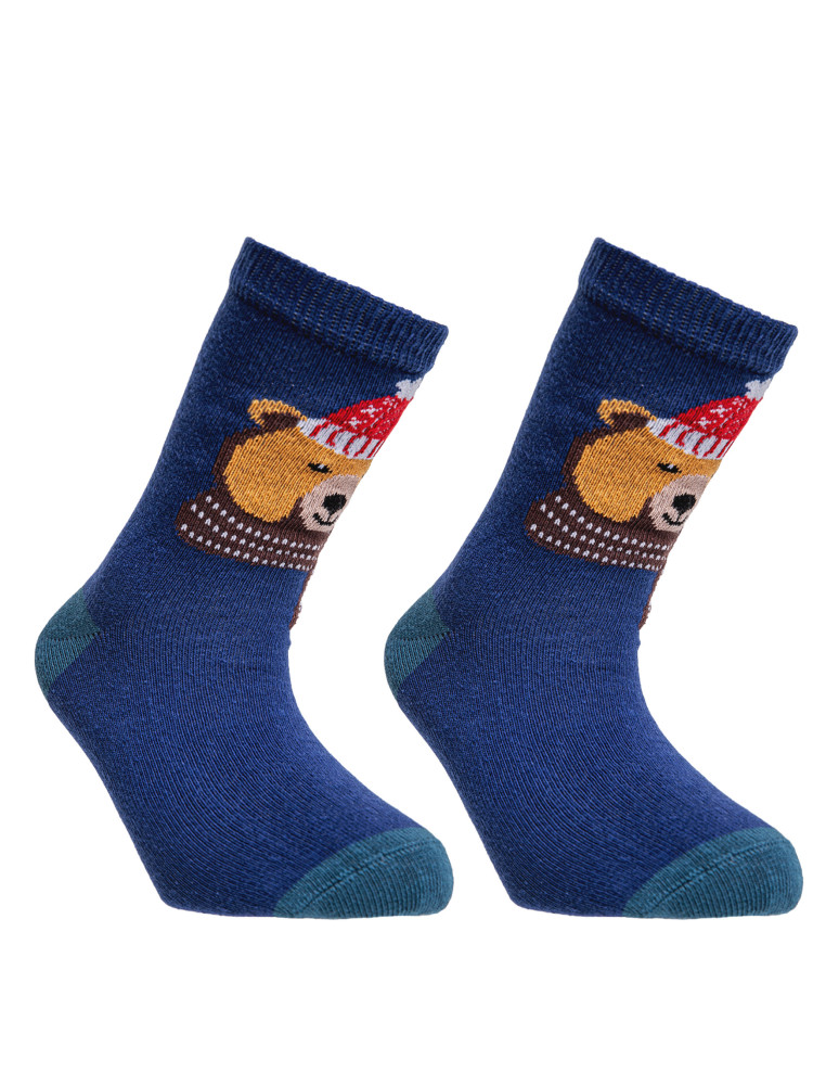 Długie - Chłopięce skarpetki długie bawełniane w zimowe wzory 3-pak WIELOKOLOROWY  - produkt moraj.pl 4