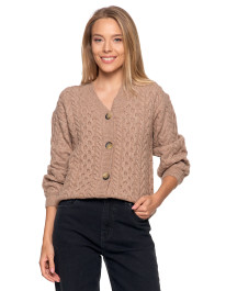 Sweter damski rozpinany z warkoczowym splotem