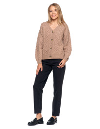 Sweter damski rozpinany z warkoczowym splotem - produkt 2