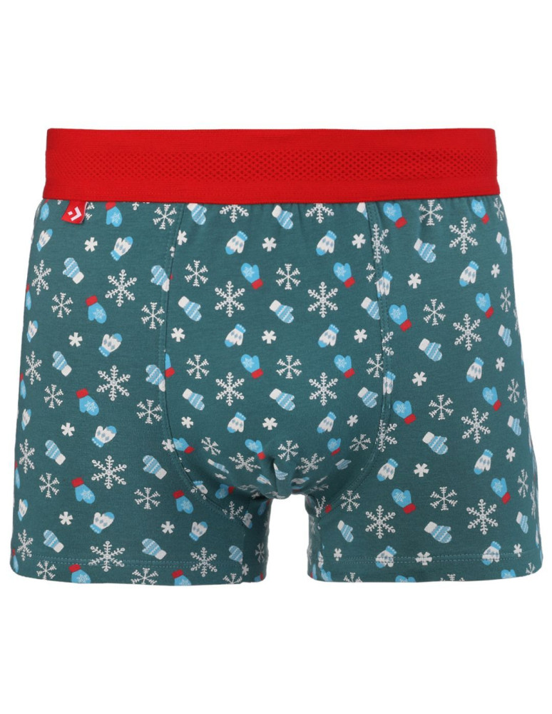 Bokserki męskie bawełniane w świąteczny wzór NIEBIESKI