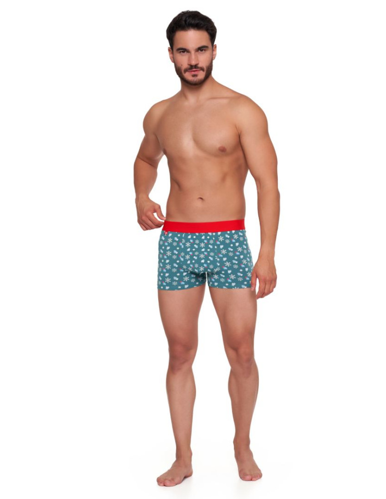 Bokserki dopasowane - Bokserki męskie bawełniane w świąteczny wzór NIEBIESKI - produkt moraj.pl 2