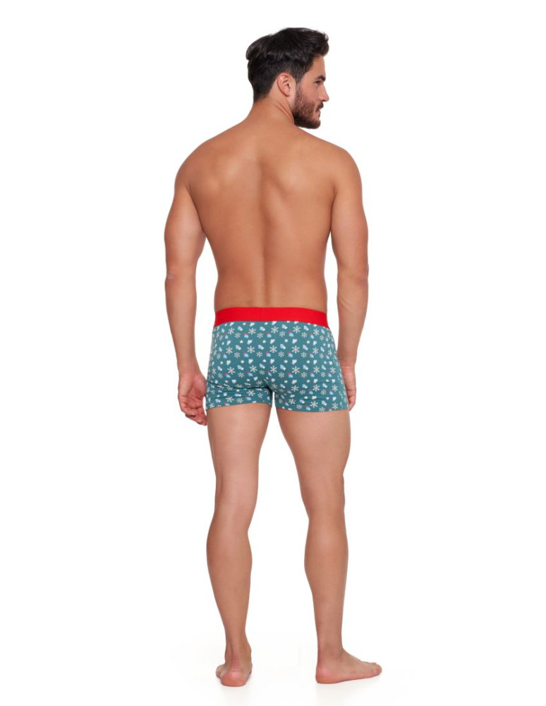 Bokserki dopasowane - Bokserki męskie bawełniane w świąteczny wzór NIEBIESKI - produkt moraj.pl 3