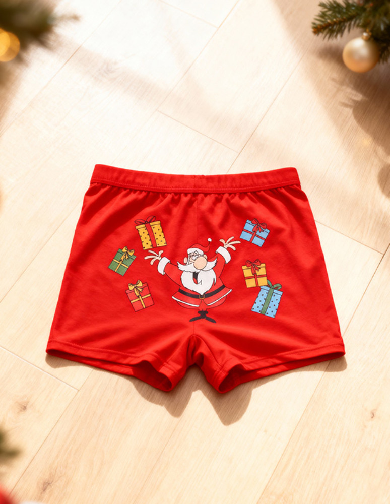 Bokserki dopasowane - Majtki bokserki męskie świąteczny wzór Mikołaja zabawne CZERWONY  - produkt moraj.pl 3