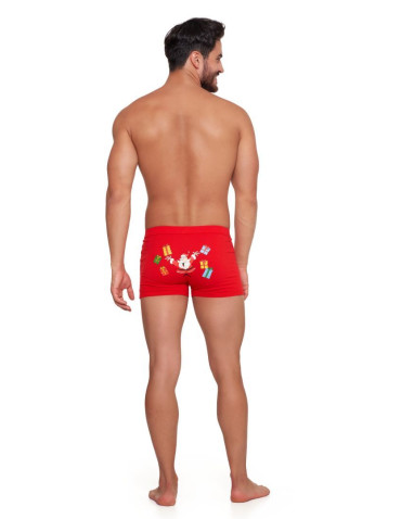 Bokserki dopasowane - Majtki bokserki męskie świąteczny wzór Mikołaja zabawne CZERWONY - produkt 5