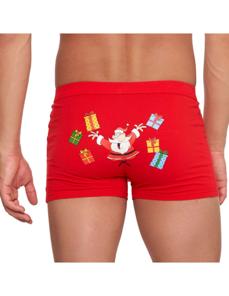 Bokserki dopasowane - Majtki bokserki męskie świąteczny wzór Mikołaja zabawne CZERWONY  - produkt moraj.pl 7