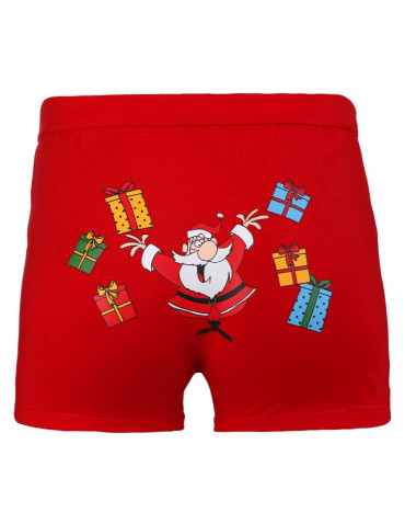 Bokserki dopasowane - Majtki bokserki męskie świąteczny wzór Mikołaja zabawne CZERWONY - produkt 9