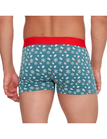 Bokserki dopasowane - Bokserki męskie bawełniane w świąteczny wzór NIEBIESKI - produkt 5