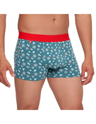 Bokserki dopasowane - Bokserki męskie bawełniane w świąteczny wzór NIEBIESKI - produkt 8