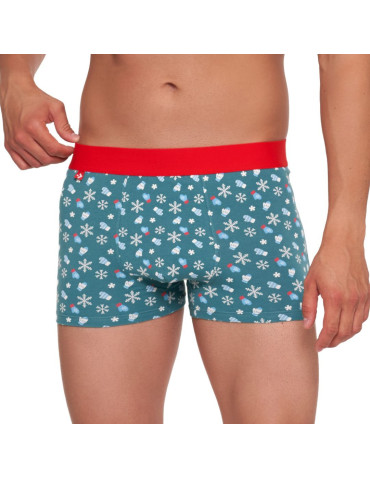 Bokserki dopasowane - Bokserki męskie bawełniane w świąteczny wzór NIEBIESKI - produkt 9