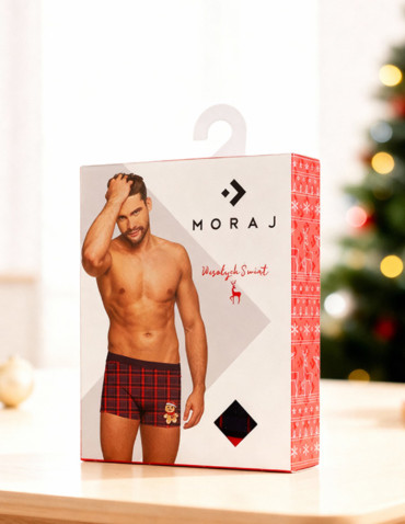 Bokserki dopasowane - Bokserki męskie świąteczne w kratkę z motywem piernika WIELOKOLOROWY - produkt 3