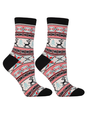 Długie - Damskie świąteczne skarpetki długie ze wstążką 2-pak WIELOKOLOROWY - produkt 4