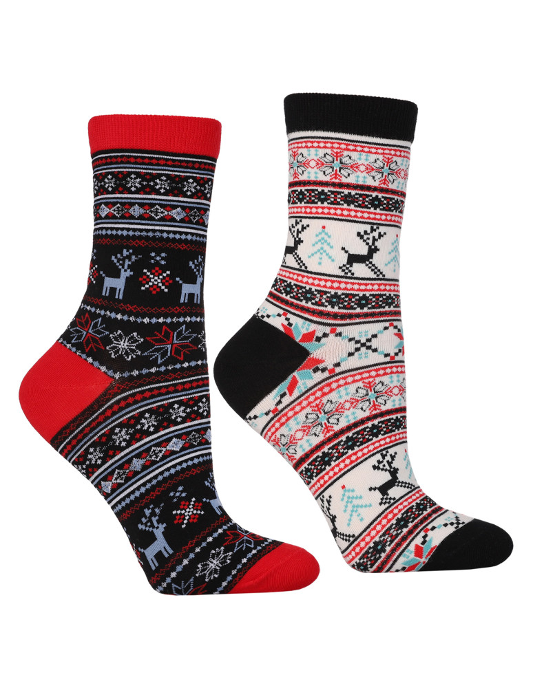 Długie - Damskie świąteczne skarpetki długie ze wstążką 2-pak WIELOKOLOROWY - produkt moraj.pl 6