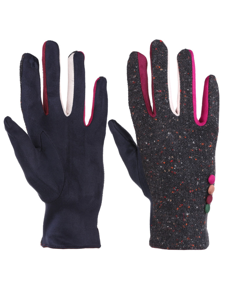 Rękawiczki - Rękawiczki damskie z zamszu na jesień i zimę GRANATOWY - produkt moraj.pl 1