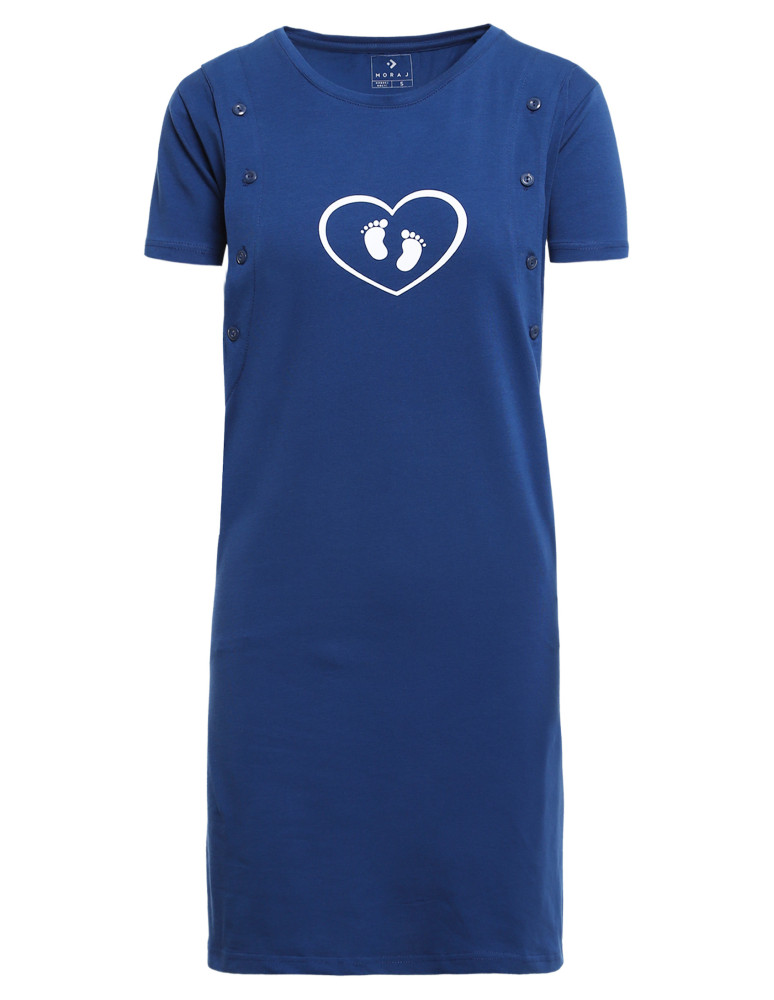 Koszule nocne - Koszula nocna ciążowa do karmienia GRANATOWY  - produkt moraj.pl 4