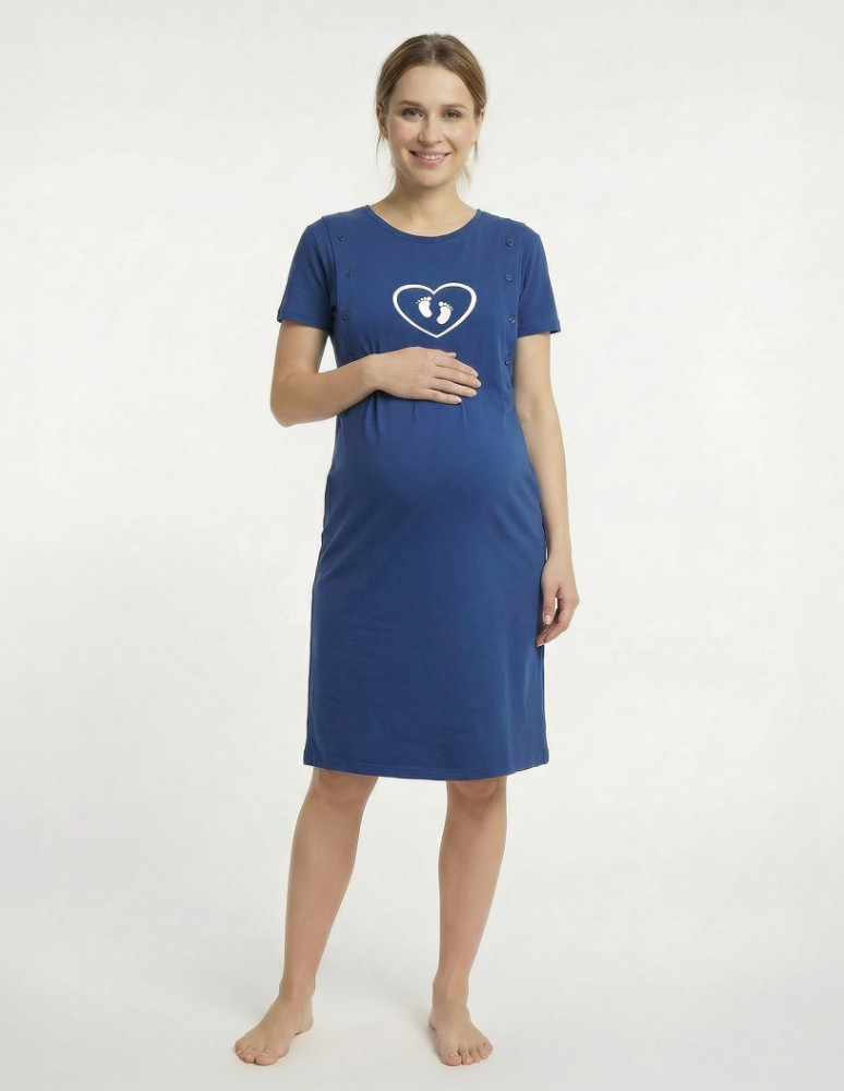 Koszule nocne - Koszula nocna ciążowa do karmienia GRANATOWY - produkt moraj.pl 1