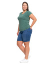T-shirt damski z okrągłym dekoltem plus size KHAKI
