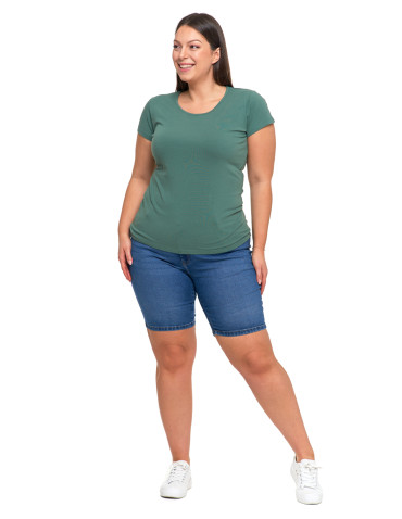 Koszulki i T-shirty - T-shirt damski z okrągłym dekoltem plus size KHAKI - produkt 3