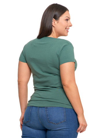 Koszulki i T-shirty - T-shirt damski z okrągłym dekoltem plus size KHAKI - produkt 5