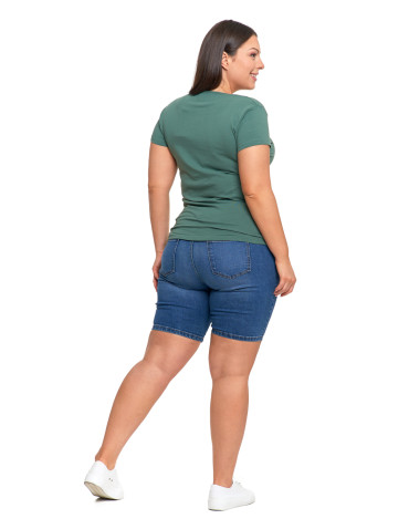 Koszulki i T-shirty - T-shirt damski z okrągłym dekoltem plus size KHAKI - produkt 7