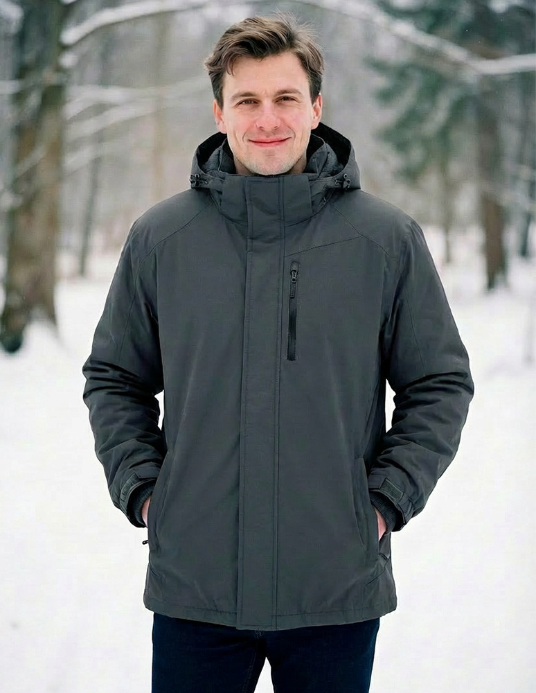 Odzież wierzchnia - Męska kurtka wodoodporna z odpinanym polarem i kapturem 3w1 GRAFIT  - produkt moraj.pl 15