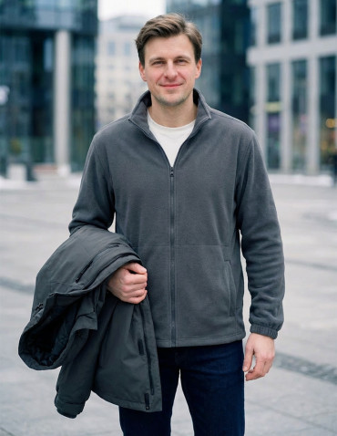 Odzież wierzchnia - Męska kurtka wodoodporna z odpinanym polarem i kapturem 3w1 GRAFIT - produkt 2