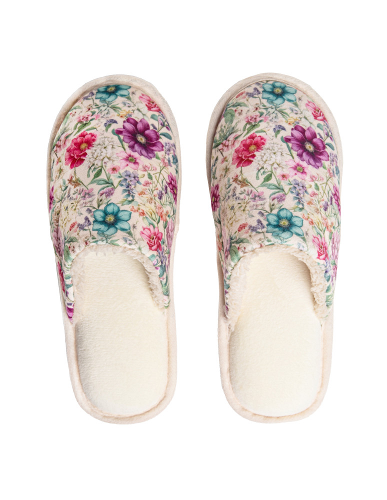 Kapcie - Kapcie damskie w kwiaty z pudełkiem prezentowym WIELOKOLOROWY - produkt moraj.pl 3