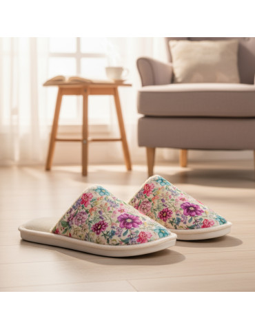 Kapcie - Kapcie damskie w kwiaty z pudełkiem prezentowym WIELOKOLOROWY - produkt 7